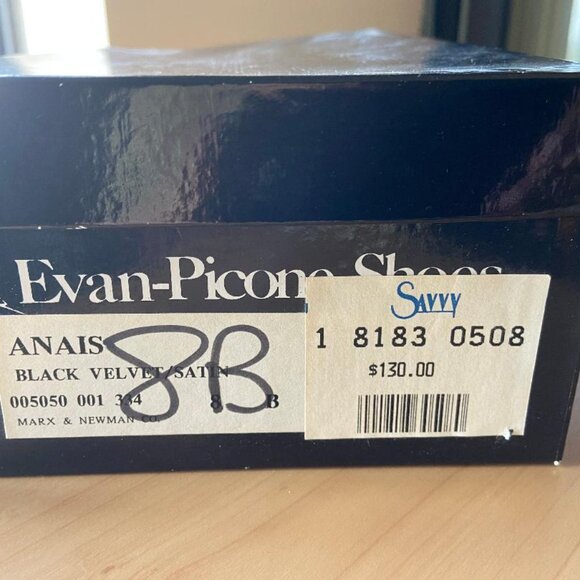 Evan Picone Vintage Black Velvet & Satin Shoes with Detachable Rhinestone Clips - Picture 10 of 12